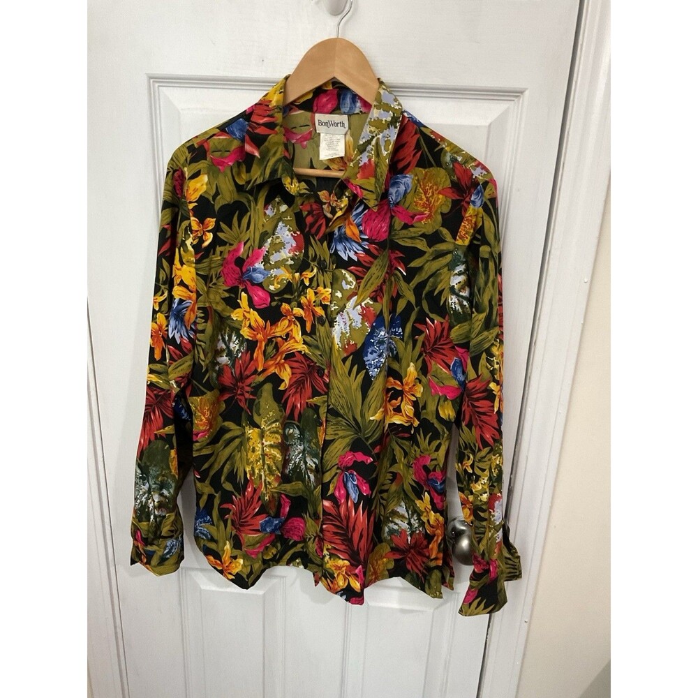 Vintage Booth Women’s Floral Long Sleeve Button Up Shirt Medium